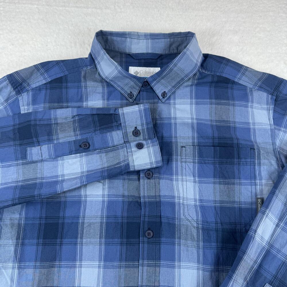 Columbia Shirt Mens Size L Blue Plaid Long Sleeve Button Down Casual Outdoor